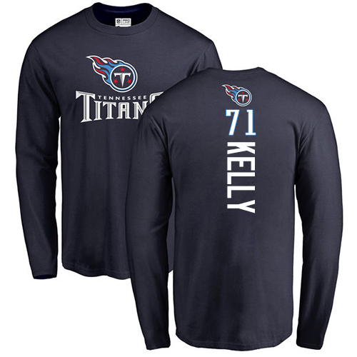 Tennessee Titans Men Navy Blue Dennis Kelly Backer NFL Football #71 Long Sleeve T Shirt->tennessee titans->NFL Jersey